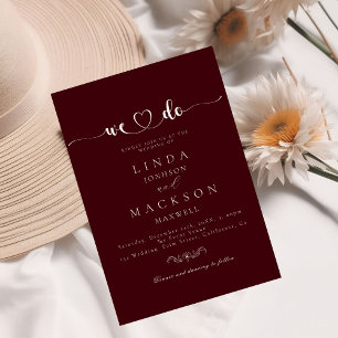 Burngundy & Ivory botanical crest  Invitation