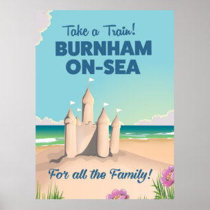 BURNHAM-ON-SEA sandcastle travel poster