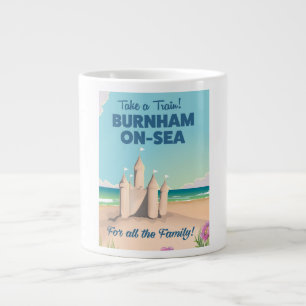 BURNHAM-ON-SEA sandcastle travel poster Large Coffee Mug