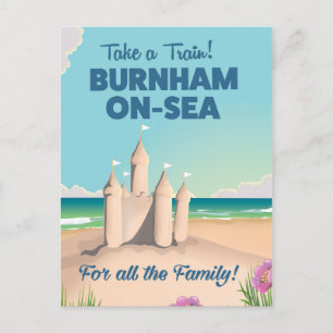 BURNHAM-ON-SEA sandcastle travel poster Postcard