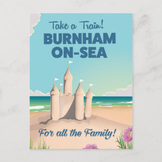 BURNHAM-ON-SEA sandcastle travel poster Postcard