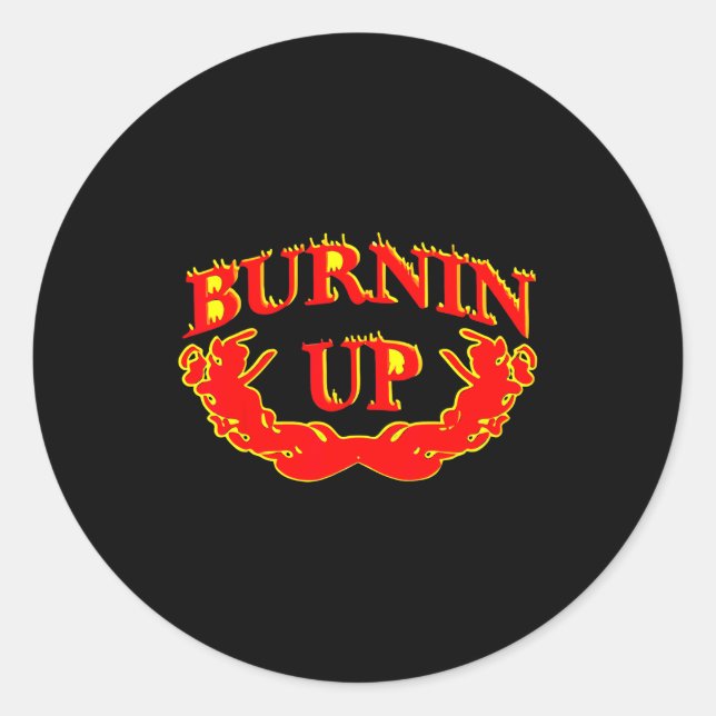 Burnin Up Flames Vintage  Classic Round Sticker (Front)