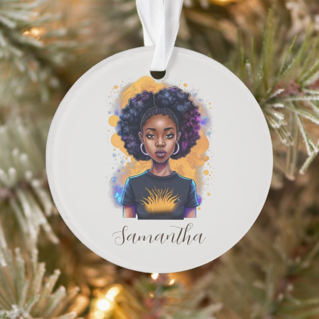 Burning Afro Woman Ornament (Tree)