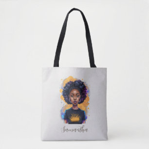 Burning Afro Woman Tote Bag