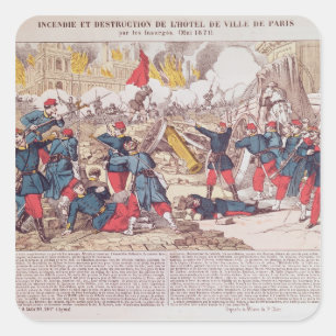 Burning and Destruction of the Hotel de Ville Square Sticker