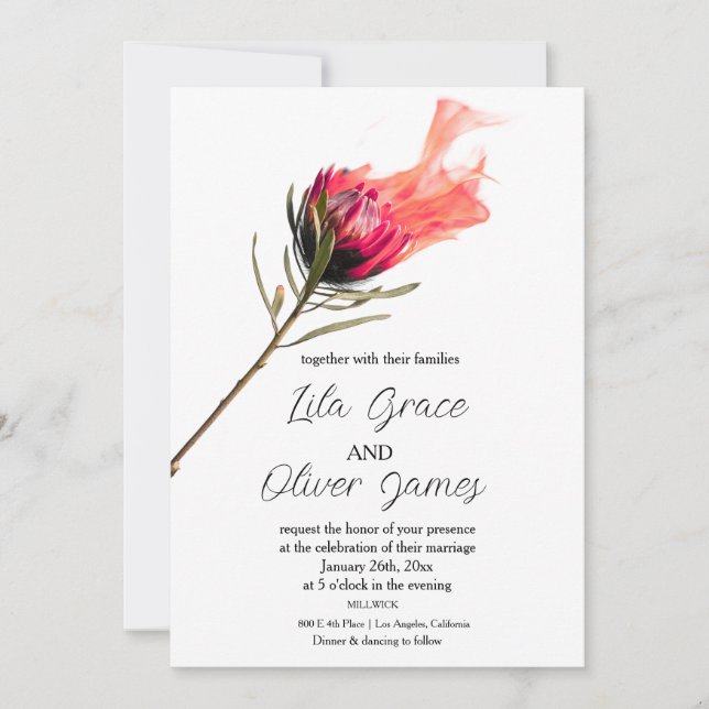 Burning Bloom Elegance Wedding Invitation  (Front)
