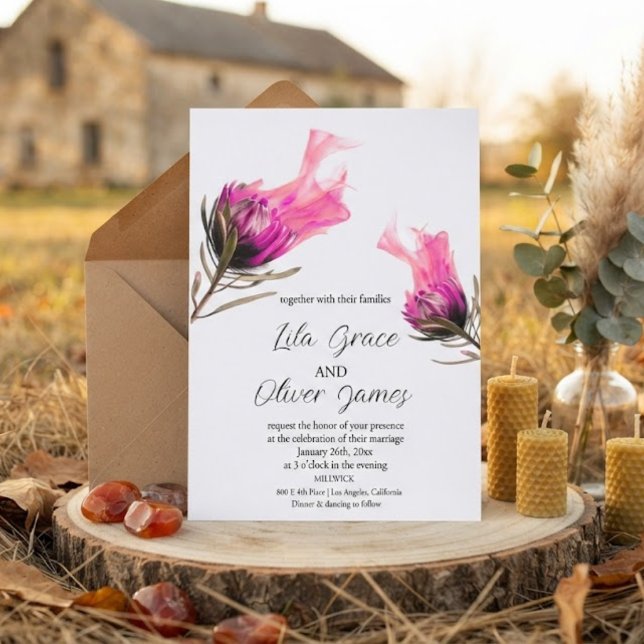 Burning Bloom Elegance Wedding Invitation  (Creator Uploaded)