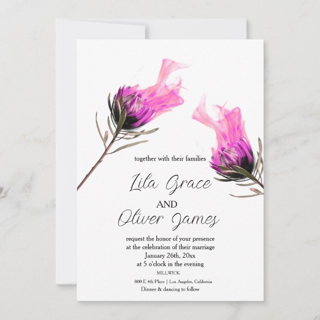 Burning Bloom Elegance Wedding Invitation  (Front)