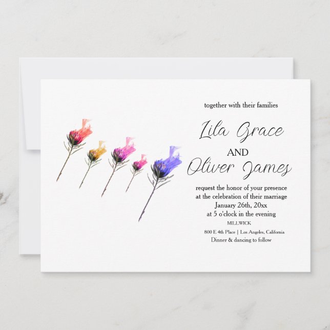 Burning Bloom Elegance Wedding Invitation (Front)