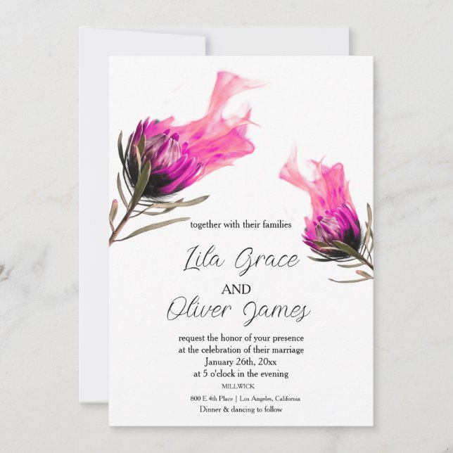 Burning Bloom Elegance Wedding Invitation  (Front)