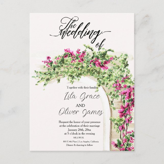 Burning Bloom Elegance Wedding Invitation Postcard (Front)