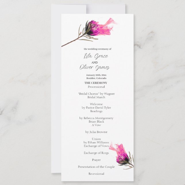 Burning Bloom Elegance Wedding menu Invitation (Front)