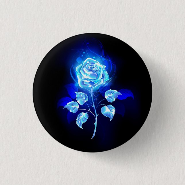 Burning Blue Rose 3 Cm Round Badge (Front)