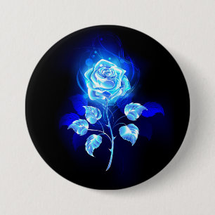 Burning Blue Rose 7.5 Cm Round Badge
