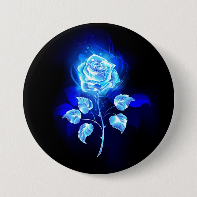 Burning Blue Rose 7.5 Cm Round Badge (Front)
