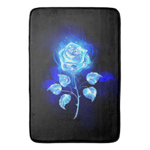 Burning Blue Rose Bath Mat