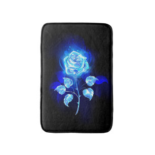 Burning Blue Rose Bath Mat