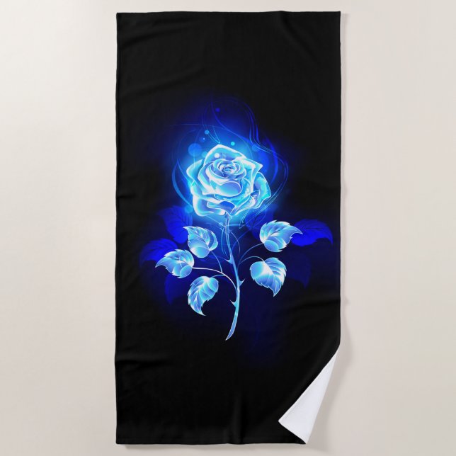Burning Blue Rose Beach Towel (Front)