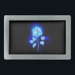 Burning Blue Rose Belt Buckle<br><div class="desc">Blooming,  abstract rose from blue flame on black background. Fire rose.</div>