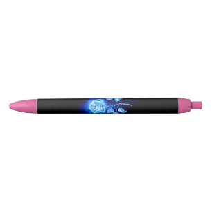 Burning Blue Rose Black Ink Pen