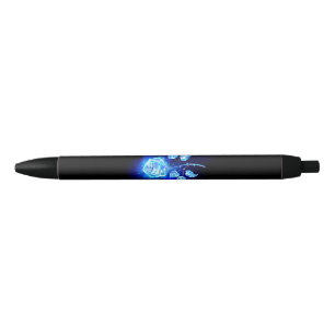 Burning Blue Rose Black Ink Pen