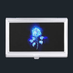 Burning Blue Rose Business Card Holder<br><div class="desc">Blooming,  abstract rose from blue flame on black background. Fire rose.</div>