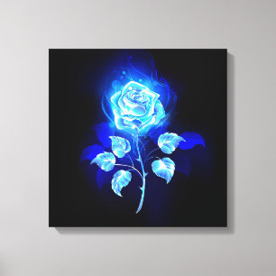Burning Blue Rose Canvas Print