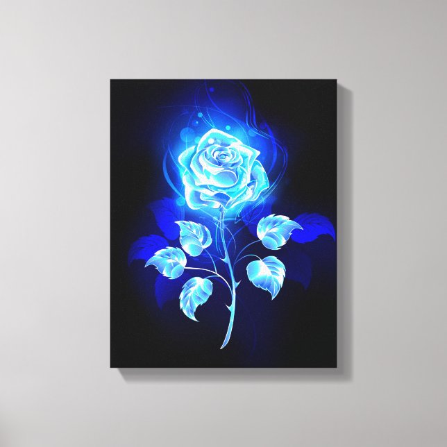 Burning Blue Rose Canvas Print (Front)