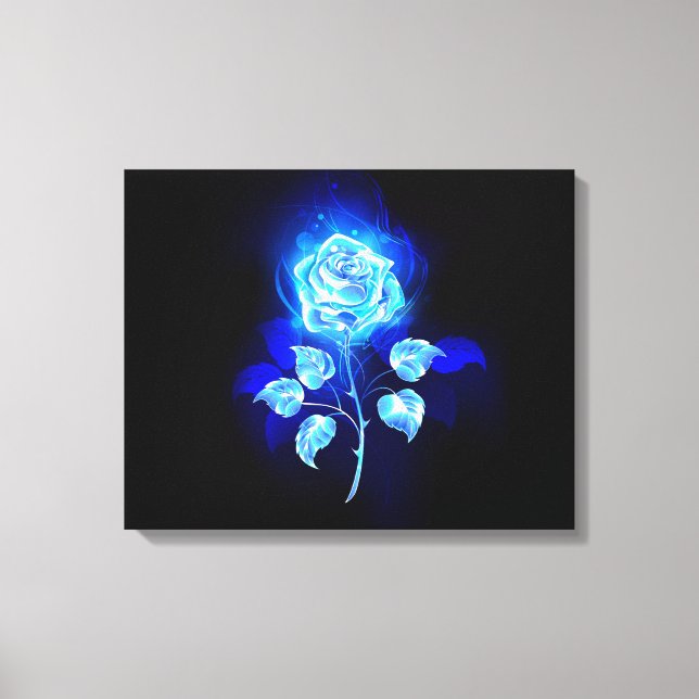 Burning Blue Rose Canvas Print (Front)