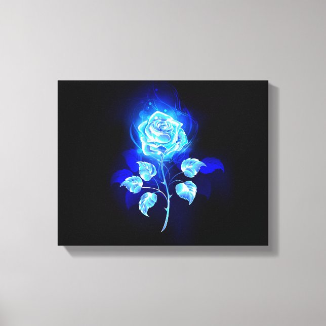 Burning Blue Rose Canvas Print (Front)