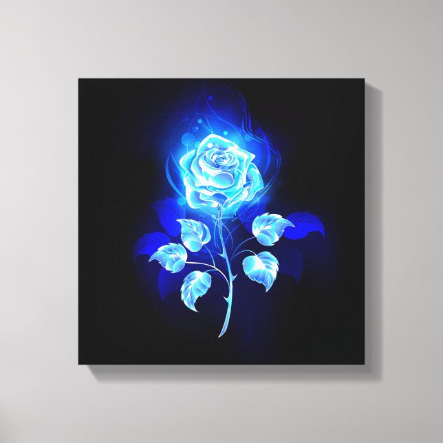 Burning Blue Rose Canvas Print (Front)