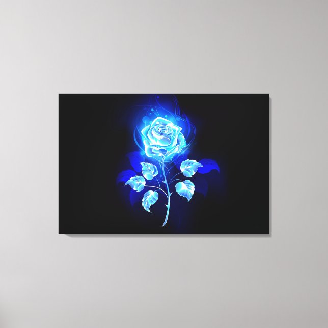 Burning Blue Rose Canvas Print (Front)