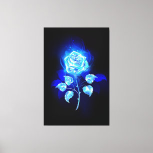 Burning Blue Rose Canvas Print