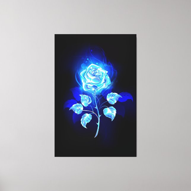Burning Blue Rose Canvas Print (Front)