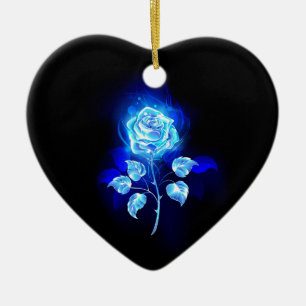 Burning Blue Rose Ceramic Tree Decoration