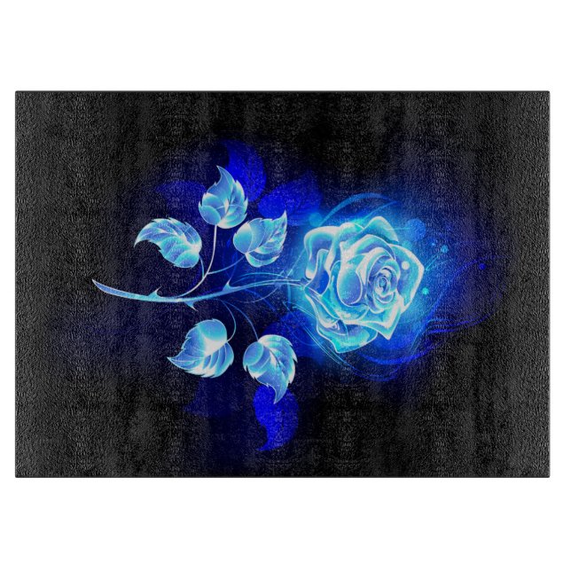 Burning Blue Rose Cutting Board (Front)