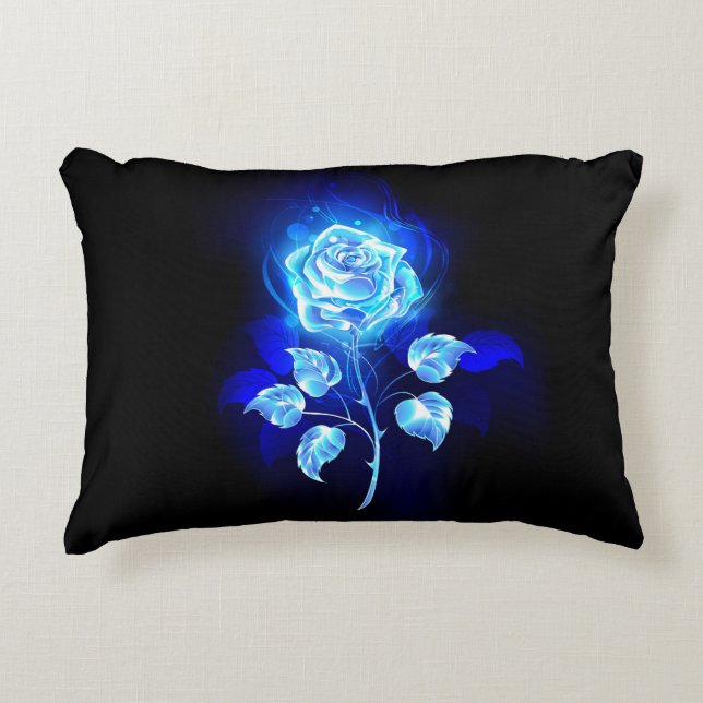 Burning Blue Rose Decorative Cushion (Front)