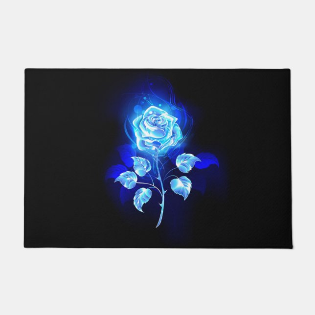Burning Blue Rose Doormat (Front)