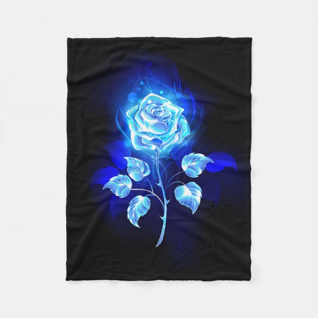 Burning Blue Rose Fleece Blanket (Front)