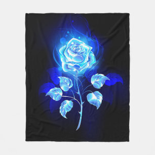 Burning Blue Rose Fleece Blanket