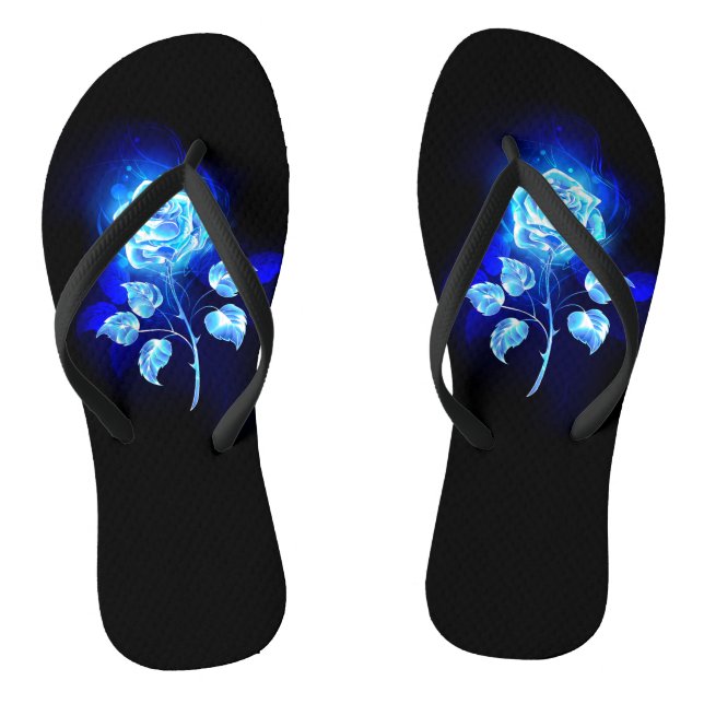 Burning Blue Rose Flip Flops (Footbed)