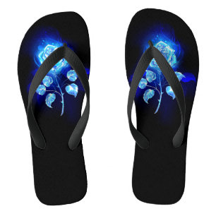 Burning Blue Rose Flip Flops