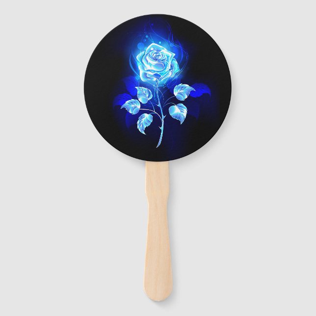 Burning Blue Rose Hand Fan (Front)