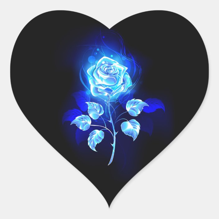 Burning Blue Rose Heart Sticker | Zazzle.co.uk