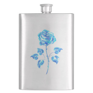 Burning Blue Rose Hip Flask