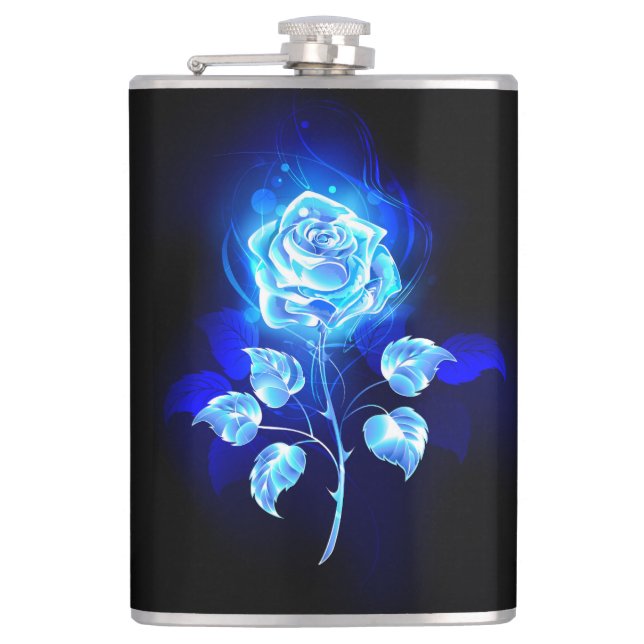 Burning Blue Rose Hip Flask (Front)