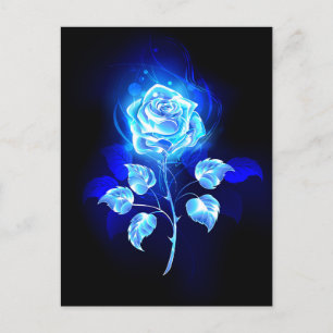 Burning Blue Rose Invitation Postcard