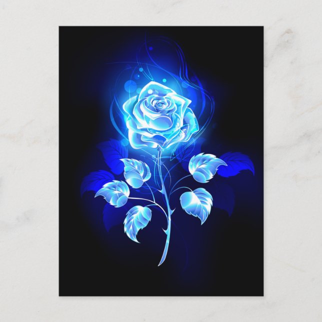 Burning Blue Rose Invitation Postcard (Front)