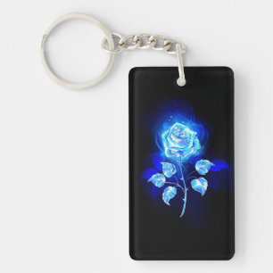 Burning Blue Rose Key Ring