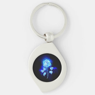 Burning Blue Rose Key Ring